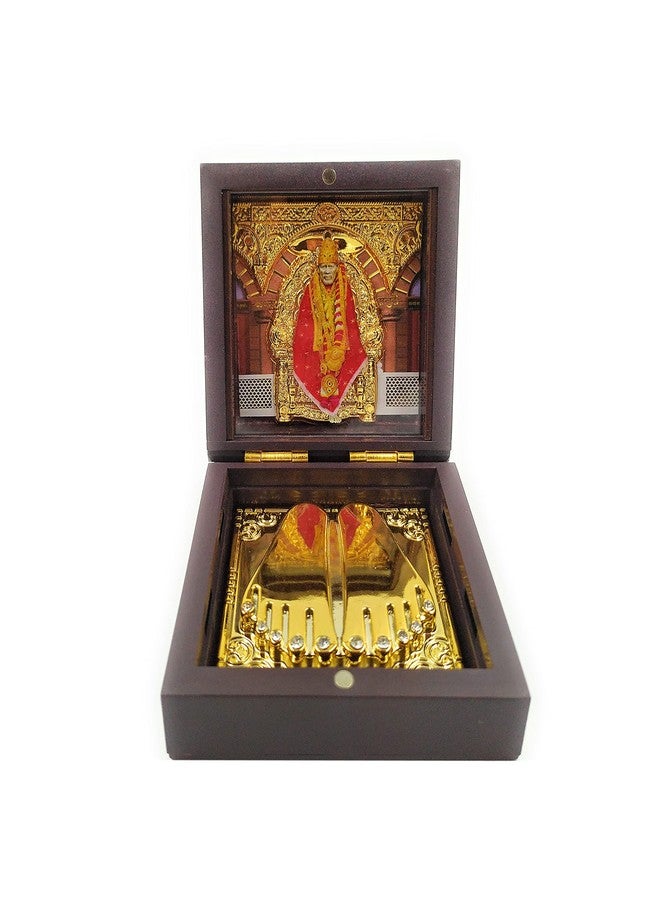 SHINDE EXPORTS Shirdi Saibaba Charan paduka Gift Box for puja (Mini Size (8x8cm)) - Image 1